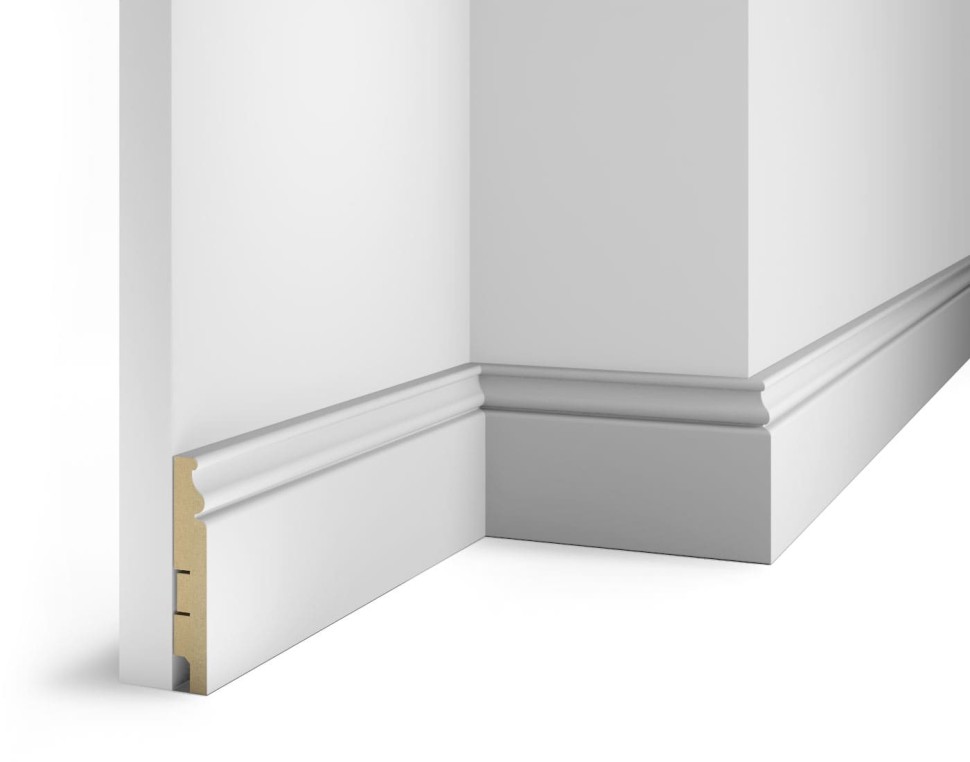 Плинтус МДФ Cosca AP10-100 под покраску, белый фото 1 &mdash; ПетроПол