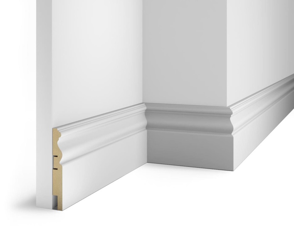 Плинтус МДФ Cosca AP14-115 под покраску, белый фото 1 &mdash; ПетроПол