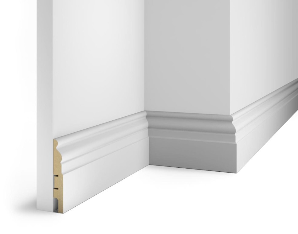 Плинтус МДФ Cosca AP18-102 под покраску, белый фото 1 &mdash; ПетроПол